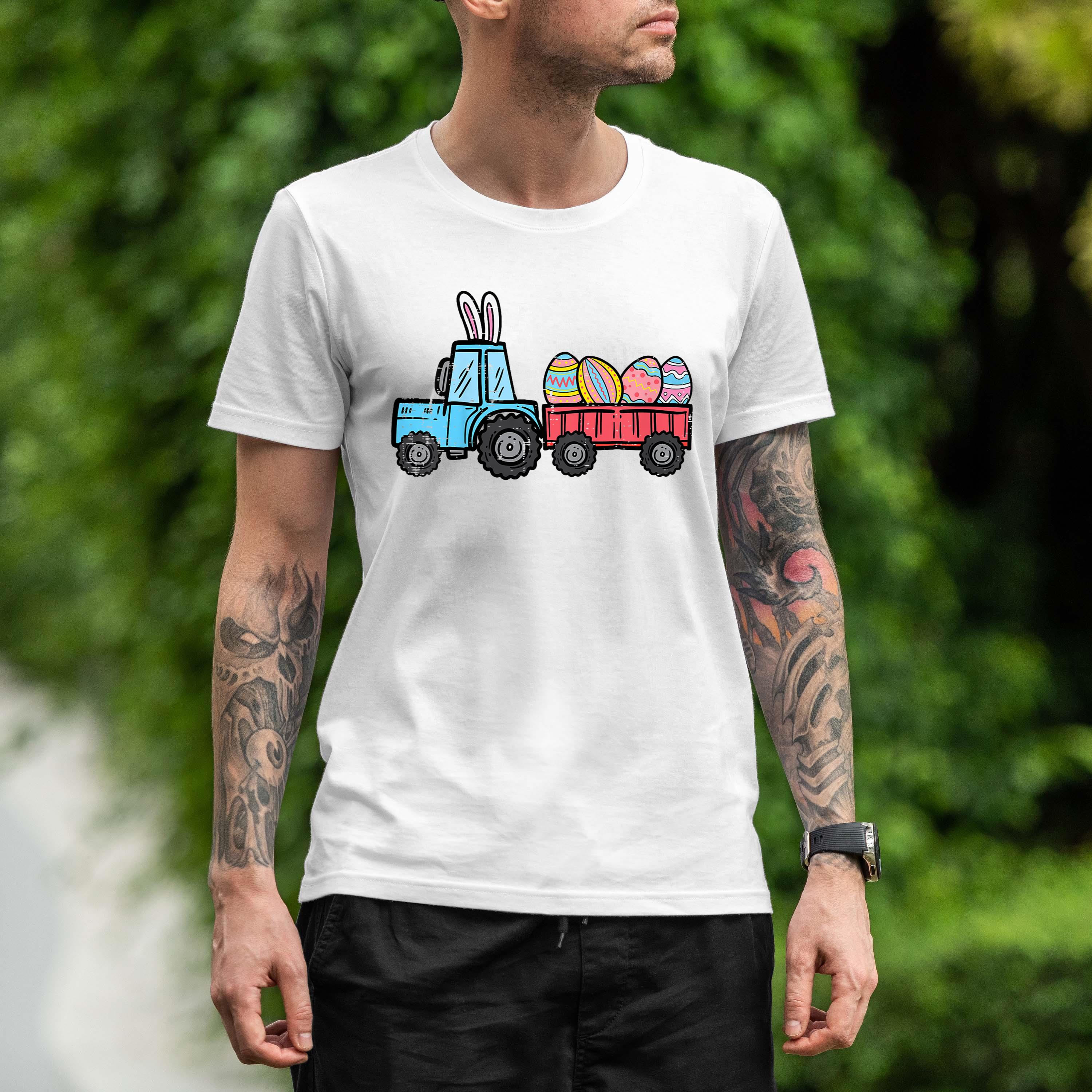 Kids Easter Tractor Eggs Cute Farm Truck Boys Kidss Youth Shirt 